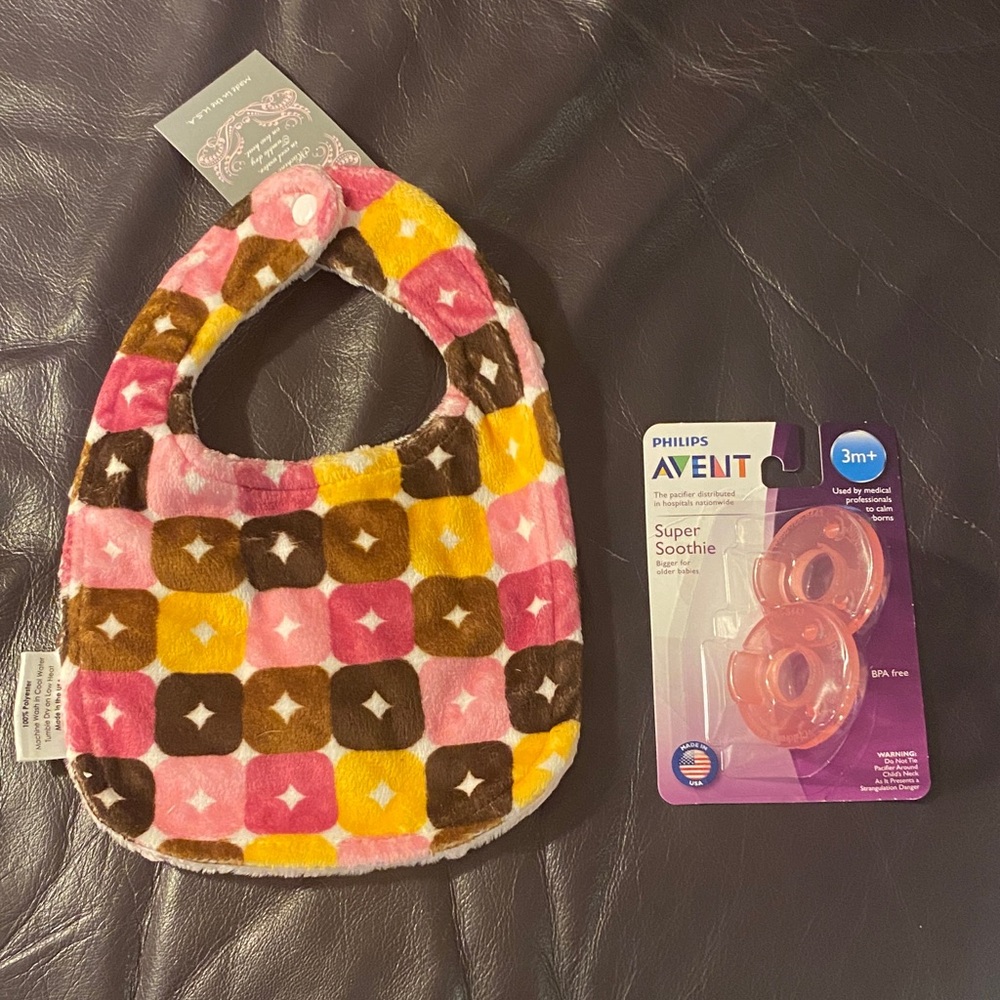 Bebe Bella Designs Pink and Yellow Patterned Baby Bib
